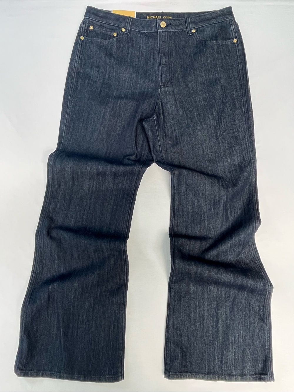 Michael Kors Bowery Dark Wash Jeans High Rise Flare Leg Woman Denim Size 14 NEW